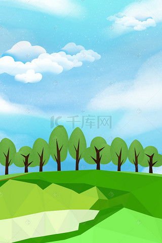 卡通森林风景背景图片 卡通森林风景背景素材图片 千库网